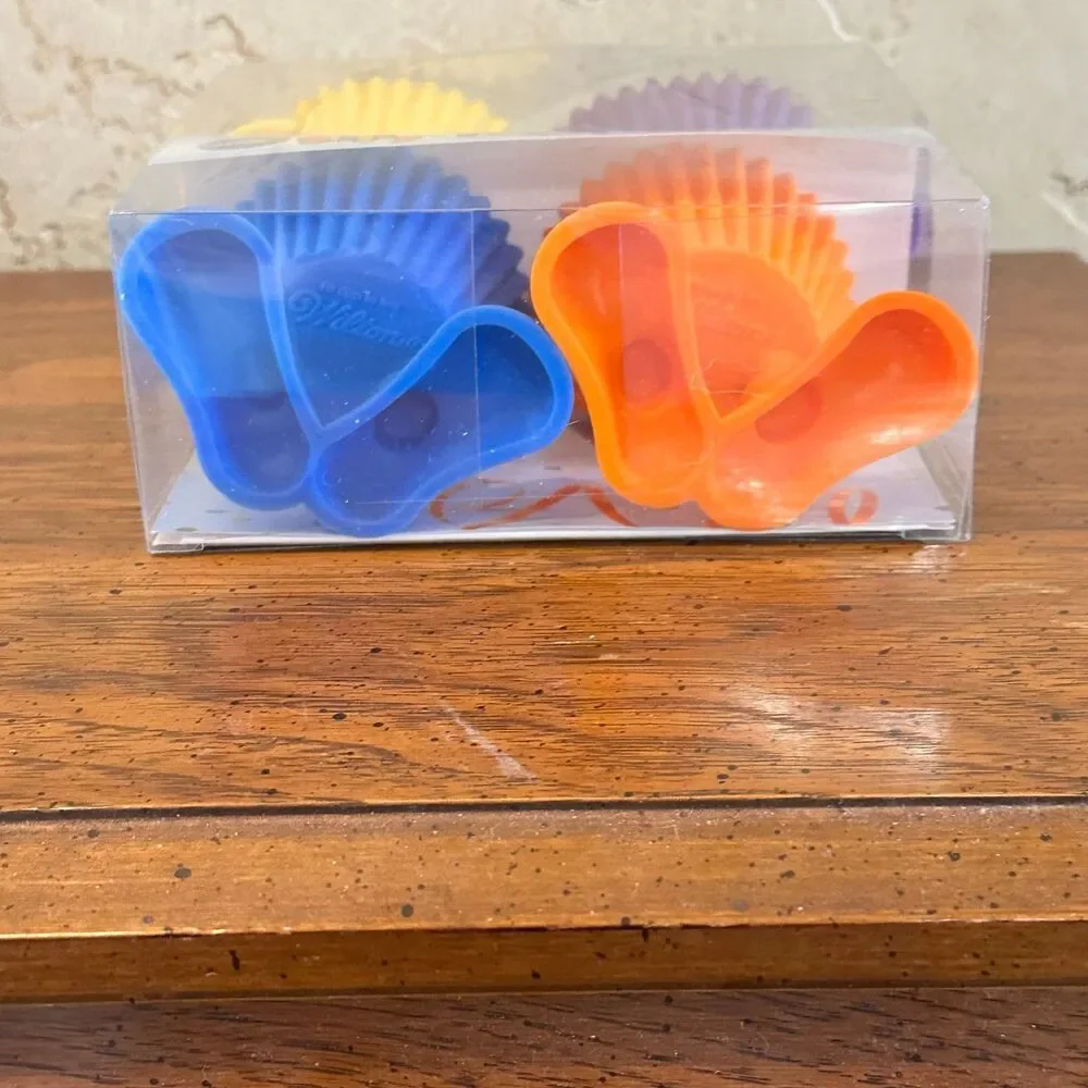 Wilton Silly-Feet! Reusable Silicone Baking Cups - Yellow Purple Blue Orange NEW